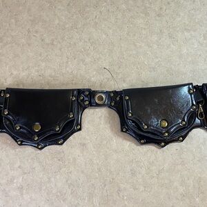 Black Medieval Steampunk PU Leather Belt Hip Bag Pocket Waist Bag Studded